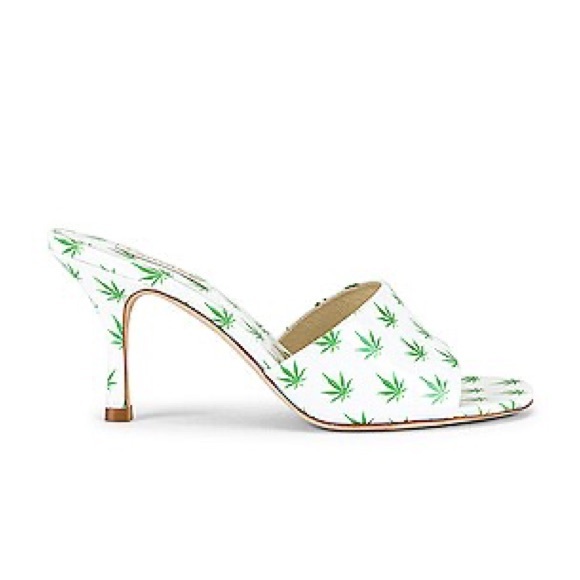 Larroude Shoes - Mule Sandal with Green Leaf Detail